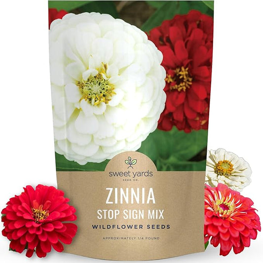 Zinnia Stop Sign Mix - Bulk 1/4 Pound Pouch - 15,000 Flower Seeds for Planting - Zinnia elegans