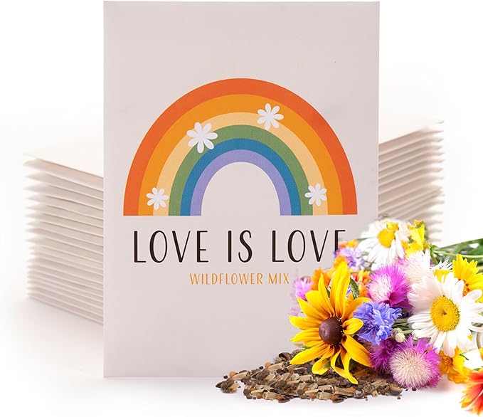 Love is Love Rainbow - 25 Wildflower Packets for Planting - Celebrate & Show Your Pride - Garden Seeds to Grow Live Plants - Bentley Seed Co.