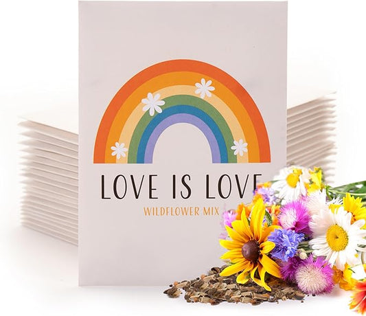 Love is Love Rainbow - 25 Wildflower Packets for Planting - Celebrate & Show Your Pride - Garden Seeds to Grow Live Plants - Bentley Seed Co.