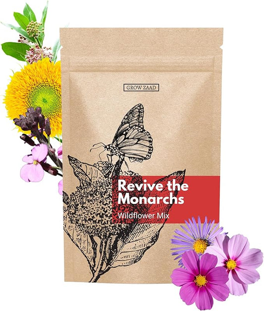 12,000+ Seeds - Protect Monarch Butterflies Wildflower Mix - 27 Wild Flower Varieties - Pollinator - Perennial & Annual Flowers Milkweed, WallFlower, Zinnia - Planting Outdoors Spring, Fall