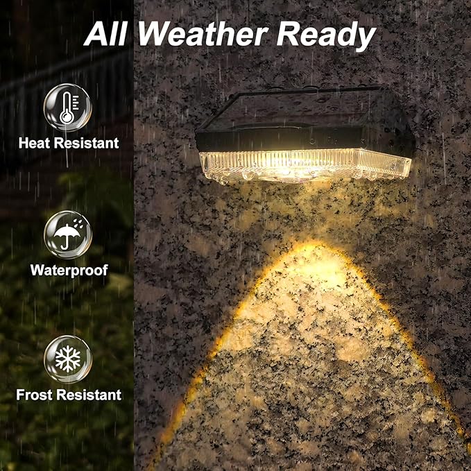 Ellasay Solar Fence Lights Outdoor: 10 Lighting Modes with RGB Solar Powered Deck Light - Waterproof IP65 - Led Lens Wall Decor for Garden Patio Backyard Porch 8 Pack