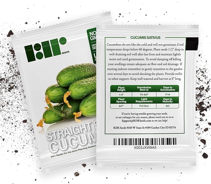 50 Straight Eight Cucumber Seeds - Heirloom Non-GMO USA Grown Vegetable Seeds for Planting - Pickling and Slicing Cucumber