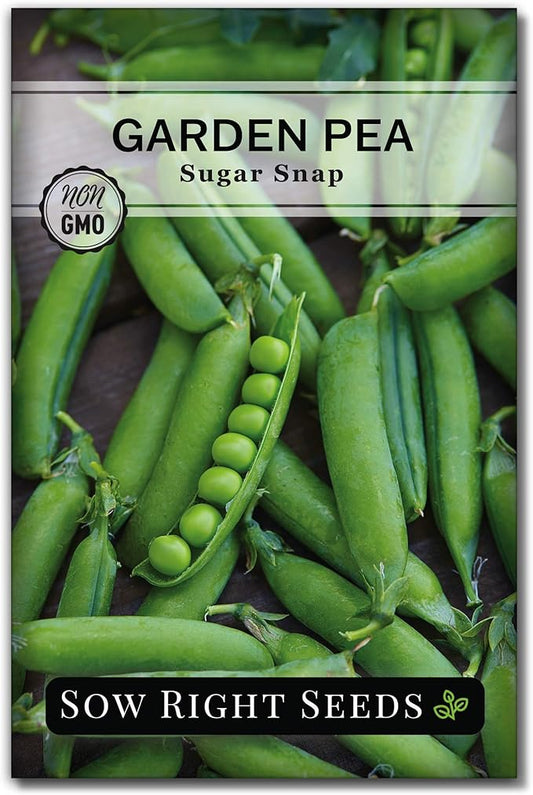 Sow Right Seeds - Sugar Snap Pea Seeds for Planting - Non-GMO Heirloom Packet with Instructions to Plant a Home Vegetable Garden - Grow Tons of Delicious Pods - Cool Season Crop, Super Productive (1)