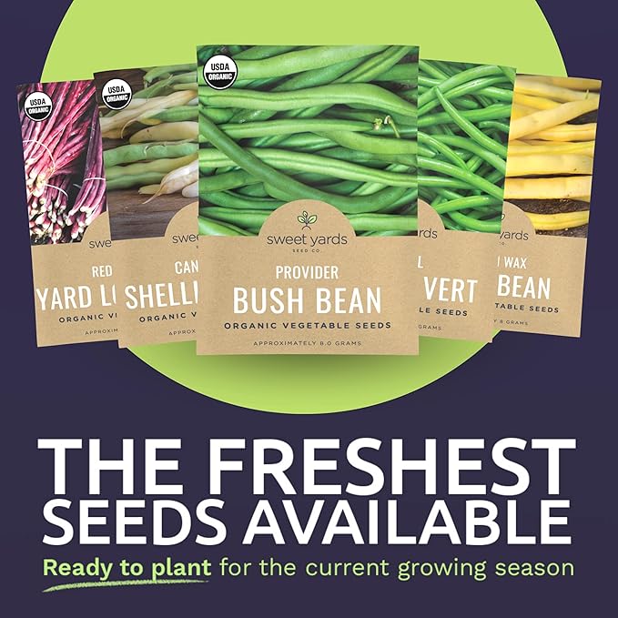 Organic Bean Seeds Variety Pack - 5 Individual Packs - 2025 Season - Golden Wax Bush Bean, Cannellini Shelling Bean and More! for Indoor & Outdoor Planting (Non-GMO, Certified Organic)