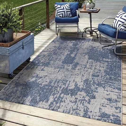 Keen Home Design Terrace Outdoor Area Rug - 5x8 Washable Indoor/Outdoor Rug for Patio, Kitchen, Balcony, Beach, Garden, Deck and Porch, Size: 5'3"x7'7"