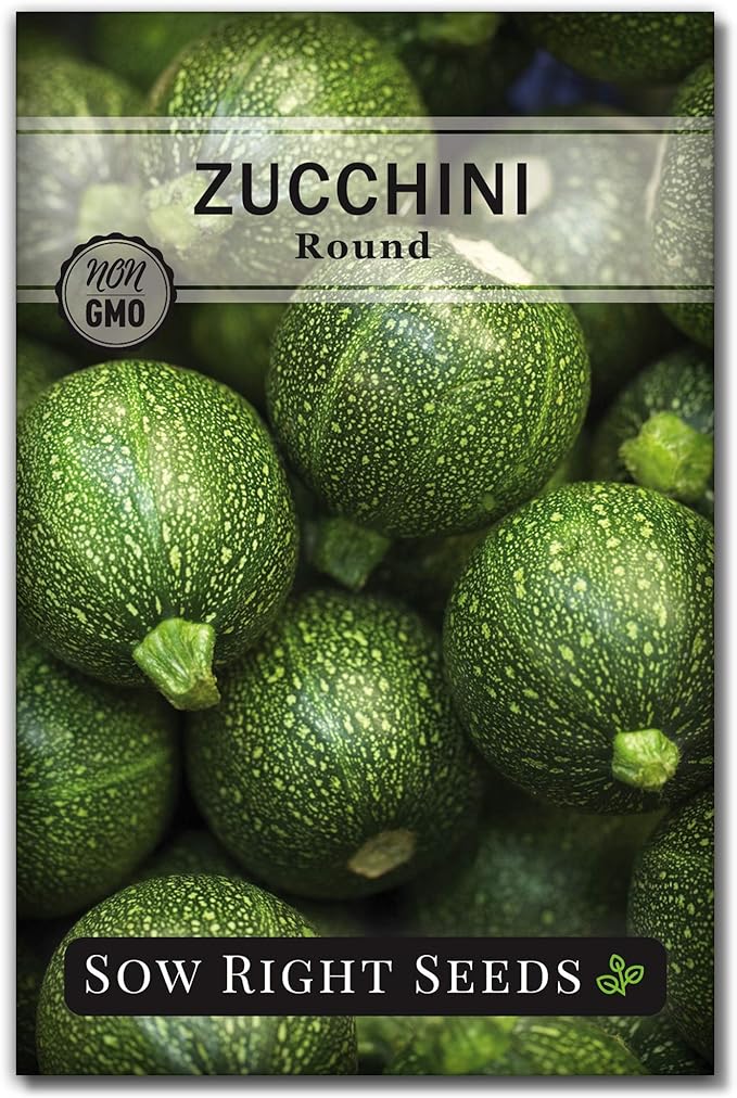 Sow Right Seeds - Round Zucchini Seed for Planting - Non-GMO Heirloom Packet with Instructions to Plant a Home Vegetable Garden - Unique Globe Squash - Summer Vining Variety (1)