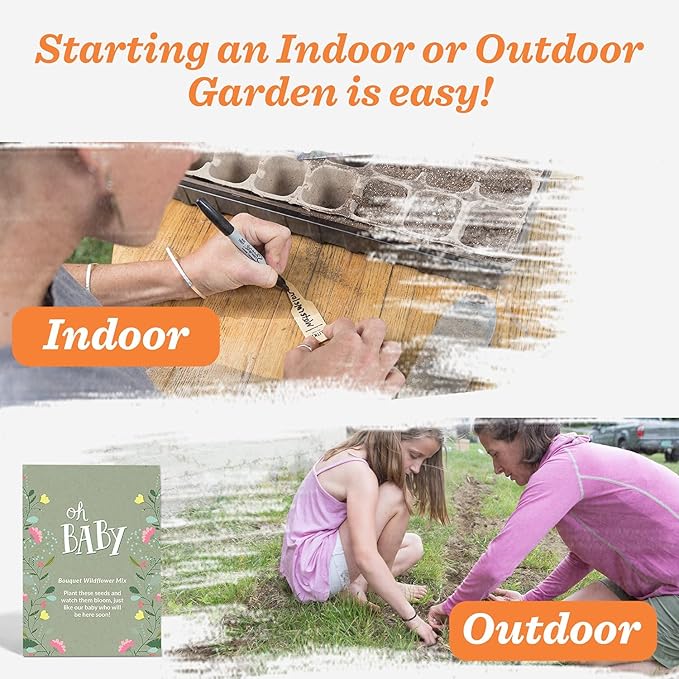 BENTLEY SEED CO. Oh Baby Seed Packets|Girl or Boy Baby Shower Favors for Guests | 25 Wildflower Seed Packets | Pre-Filled | Bouquet Wildflower Mix | Non-GMO Seeds | Gender Neutral | Eco-Friendly Gift