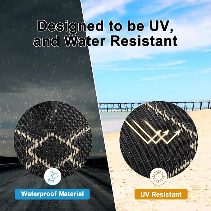 HEBE Outdoor Rug Waterproof 8x10, Reversible Plastic Straw Rug RV Camping Rug, Indoor Outdoor Patio Mat Clearance, Outside Carpet for Porch,Deck,Camper,Balcony,Backyard,Picnic