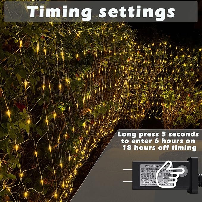 Eueasy LED Net Lights, 270 LED 10x10FT with Timer & 8 Lighting Modes, Outdoor Net Lights for Gazebo, Bush, Wedding, Holiday