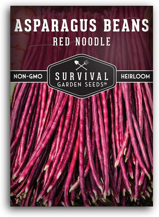 Survival Garden Seeds - Red Noodle Asparagus Bean Seed for Planting - Packet with Instructions to Plant and Extremely Long Stringless Beans in Your Home Vegetable Garden - Non-GMO Heirloom Variety