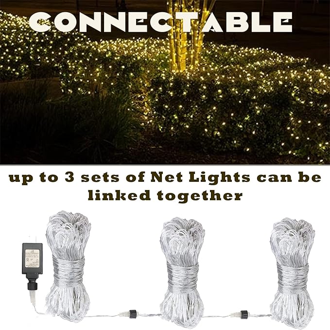 Eueasy Outdoor 360 LED Gazebo Net Lights, 10×10 FT Connectable Fairy Lights with 8 Modes, for Bushes, Garden, Backyard, Holiday, Christmas