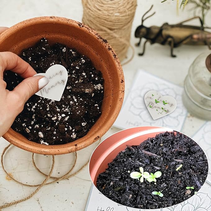 Plantable Wildflower Seeds Paper Heart Shaped with in Loving Memory- 50 Recycled Sympathy Gifts for Loss of Father Mother Loved One- Funeral Memorial Seed Paper Packets for Guest(NO Cards Included)