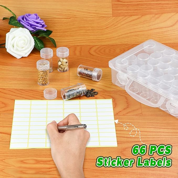 Seed Storage Box, Seeds Storage Organizer with Label Stickers(seeds not included), 38 Slots, Seed Container Storage use for Flower Seeds,Vegetable Seeds, Clover Seeds,Basil Seeds,Tomato Seeds