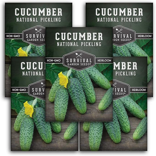 Survival Garden Seeds - National Pickling Cucumber Seed for Planting - Packet with Instructions to Plant and Grow Cucumis Sativus in Your Home Vegetable Garden - Non-GMO Heirloom Variety