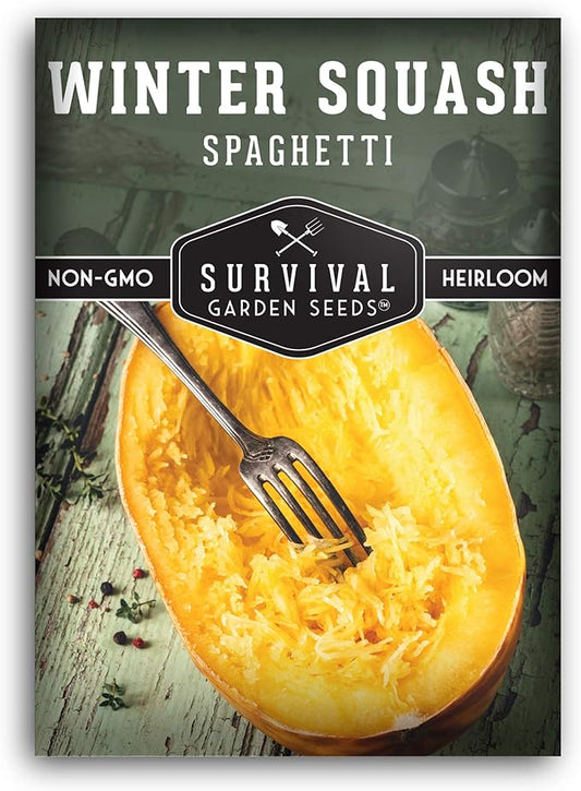 Survival Garden Seeds - Spaghetti Squash Seed for Planting - Packet with Instructions to Plant and Grow Low Carb Healthy Winter Squash in Your Home Vegetable Garden - Non-GMO Heirloom Variety