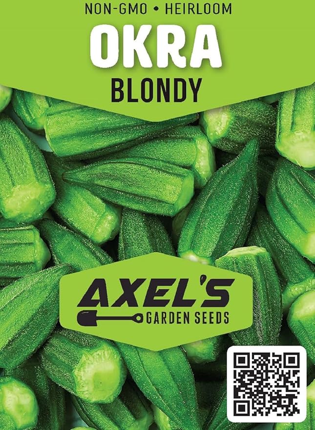 Okra Seeds for Planting - Plant & Grow Blondy Okra in Home Outdoor Garden - Heirloom & Non GMO - Planting Instructions for Abundant Harvests, Great Gardening Gift, 1 Packet