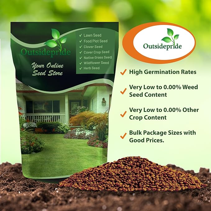 Outsidepride Perennial Red Clover Seeds - 1/4 lbs. Self-Seeding, Nitrocoated, Inoculated Clover Seeds for Lawn, Yard, Forage, Pasture, Hay, Nitrogen Fixation, Soil Improvement & Crop Rotation Programs