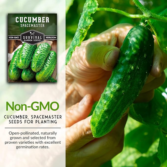 1 Pack Spacemaster Cucumber Seed for Planting - Packet with Instructions to Grow Container Friendly Cucumbers in Your Home Vegetable Garden - Non-GMO Heirloom Variety - Survival Garden Seeds