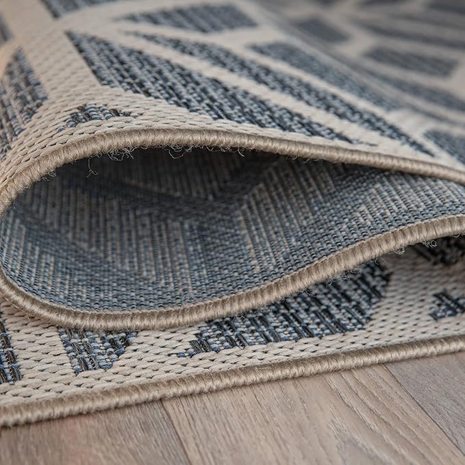 Rugshop Contemporary Geometric Indoor/Outdoor Area Rug 2' 3" X 4' Blue