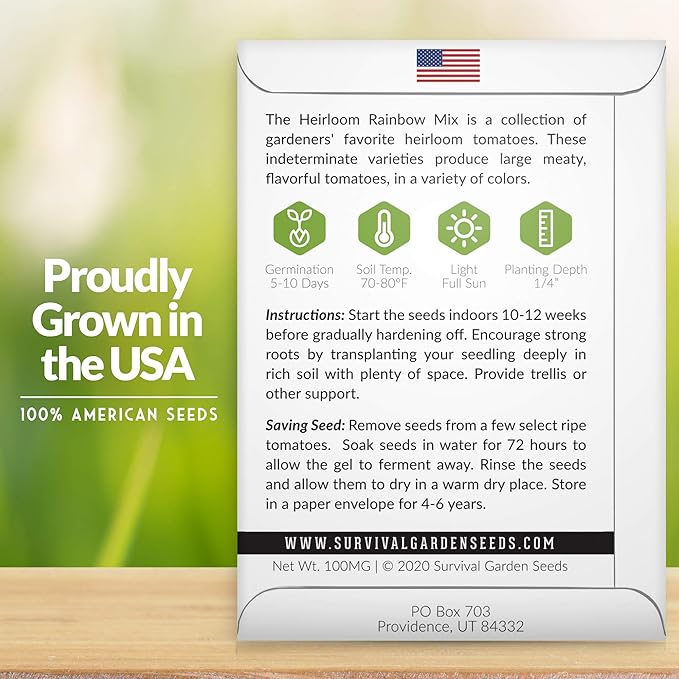 Survival Garden Seeds - Heirloom Rainbow Mix Tomato Seed for Planting - 3 Packets with Instructions to Plant and Grow in Your Home Vegetable Garden - Non-GMO Heirloom Variety - 3 Packs