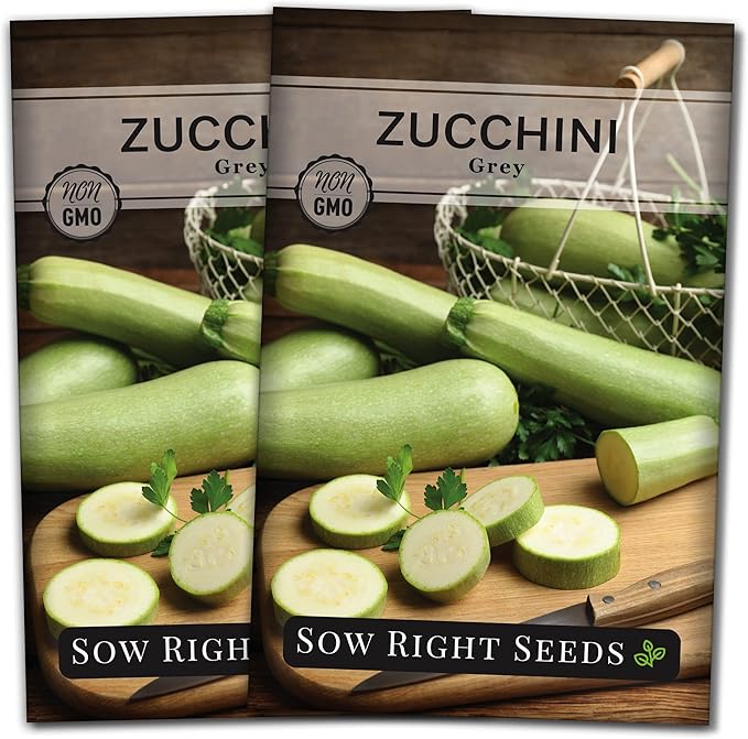 Sow Right Seeds - Grey Zucchini Seed for Planting - Non-GMO Heirloom Packet with Instructions to Plant a Home Vegetable Garden - Vigorous Summer Squash - Mexican Zucchini Good for Large Containers (2)