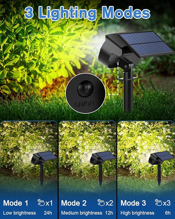 Fabrito Solar Spot Lights Outdoor 136 LEDs, Large Area Lighting Solar Lights Outdoor, 4 Pack IP65 Waterproof Landscape Spotlights Auto On/Off for Yard, Garden, Pathway, Plants,Tree (Cool White)