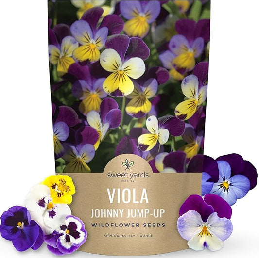 Viola - Johnny Jump-Up - Bulk 1 Ounce Pouch - 40,000 Flower Seeds for Planting - Viola Tricolor