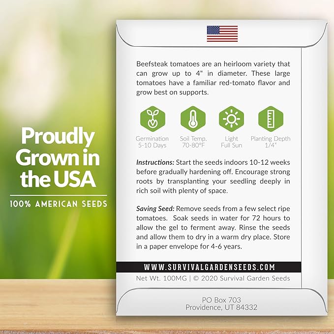 Survival Garden Seeds 5 Packs Beefsteak Tomato Seed for Planting - Packet with Instructions to Plant and Grow Delicious Tomatoes in Your Home Vegetable Garden - Non-GMO Heirloom Variety