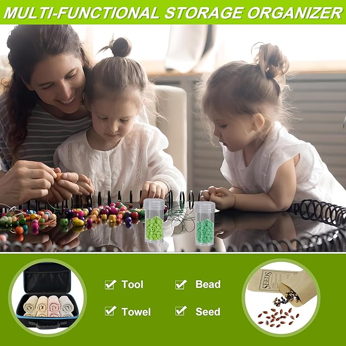 60 Slots Seed Storage Organizer Box with 10 Seed Envelopes, Large Capacity Seed Storage Container with Zipper Bag, Label Stickers, Tweezers, Funnel, Garden Seeds Saver Kit for Vegetable, Flower