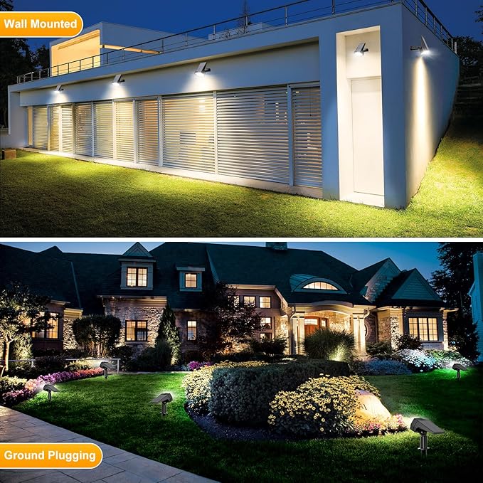 Fabrito 72 LEDs Solar Spot Lights Outdoor Waterproof, 3 Modes Landscape Spotlights, Dusk to Dawn Solar Powered Flood Wall Lights for Outside, Solar Garden Lights for Yard Porch 2 Pack (Cool White)