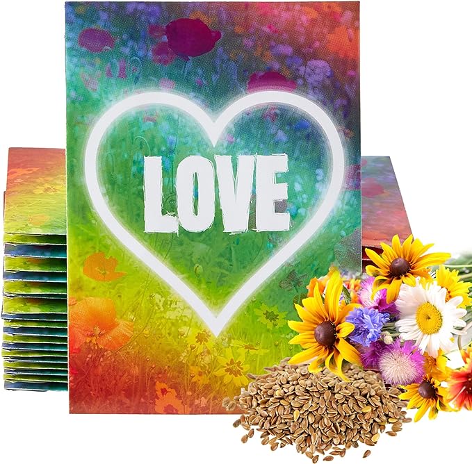 American Meadows Wildflower Seed Packets ''Love'' Party Favors (Pack of 20) - Wildflower Seed Mix, Party Favors for Weddings, Valentine's Day, Anniversaries, Thank You