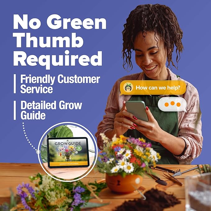 HOME GROWN Midwest Wildflower Seeds Mix 4oz | 65,000 Non-GMO, USA Sourced, High Germination Rate | Heirloom Pollinator Flowers Seed Mix | Wild Flower Seeds Bulk | Covers 500 sq. ft.