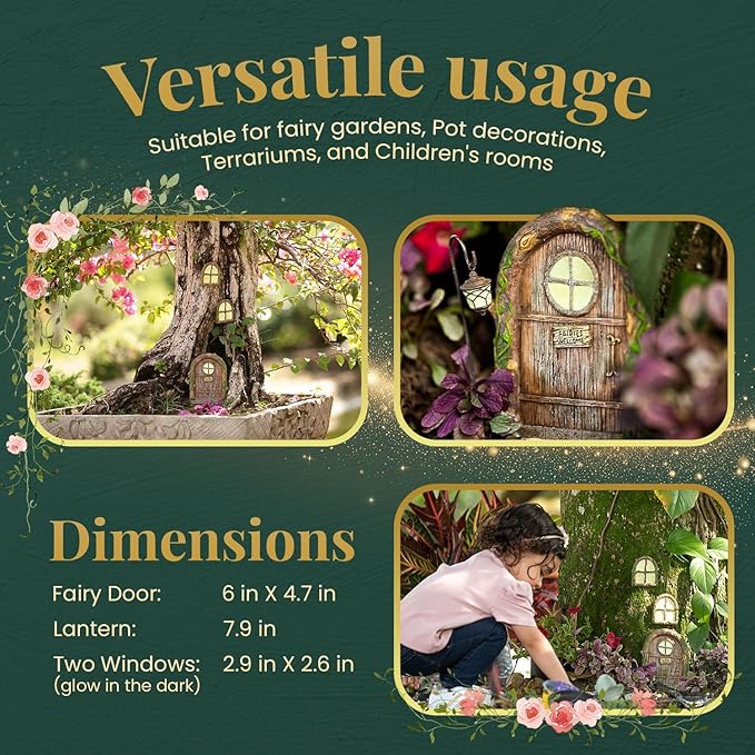 Fairy Doors for Trees, Fairy Door, Fairy Garden, Fairy House Kit, Fairy Garden Decor, Fairy Garden Accessories Outdoor kit, Fairy Doors for Trees Outdoor, Gnome House, Fairy Doors