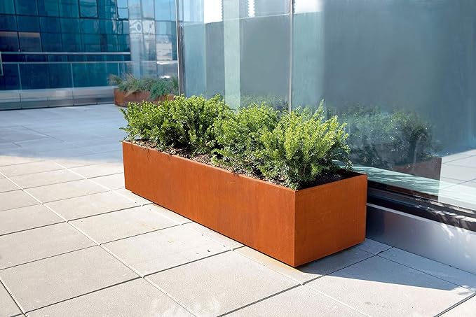 Extra Large Outdoor Planter – 4 FT Long x 42 in Tall Corten Steel Planter | The Ultimate Metal Privacy Screen | Heavy Duty, Made in USA