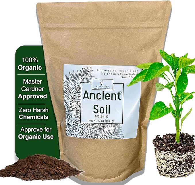 Elm Dirt Premium Ancient Soil for All Plants - Organic Plant Soil for Outdoor Plants & Indoor Plant Soil | Garden Soil for Plant Nutrients Growth & Protect your Plants Bugs - Roots Organic Soil, 10lbs