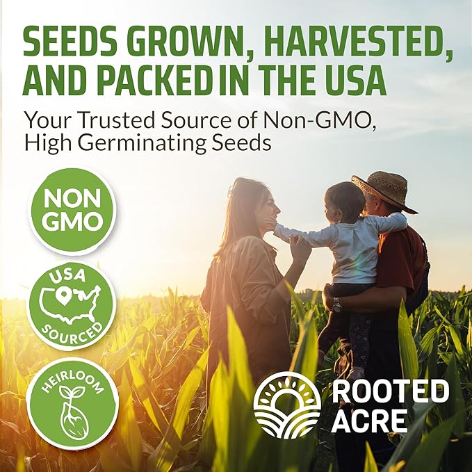 Rooted Acre 8 Basil Seeds Pack - 4000 High Germinating Fresh Basil Seeds - Thai, Genovese, Lemon, Tulsi Holy Basil, & More Culinary Herb Seeds - Non GMO, USA Heirloom Basil Seeds for Planting