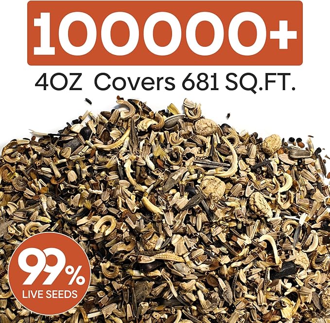 Wildflower Seeds Bulk, 4 Oz, 100,000+ Seeds, 26 Variety Flowers Seeds Mix Seeds for Planting, Annual Perennial Butterfly Garden Seeds for Attracting Birds and Bees