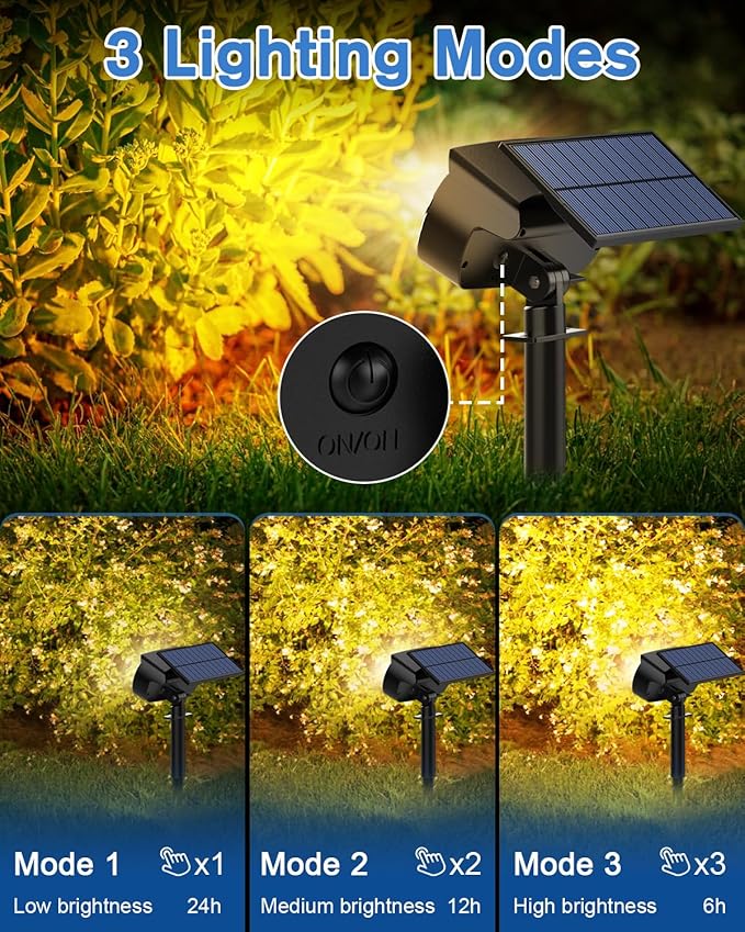 Fabrito Solar Spot Lights Outdoor 136 LEDs, Large Area Lighting Solar Lights Outdoor, 4 Pack IP65 Waterproof Landscape Spotlights Auto On/Off for Yard, Garden, Pathway, Plants,Tree (Warm White)