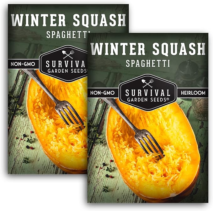 Survival Garden Seeds - Spaghetti Squash Seed for Planting - 2 Packets with Instructions to Plant and Grow Low Carb Healthy Winter Squash in Your Home Vegetable Garden - Non-GMO Heirloom Variety