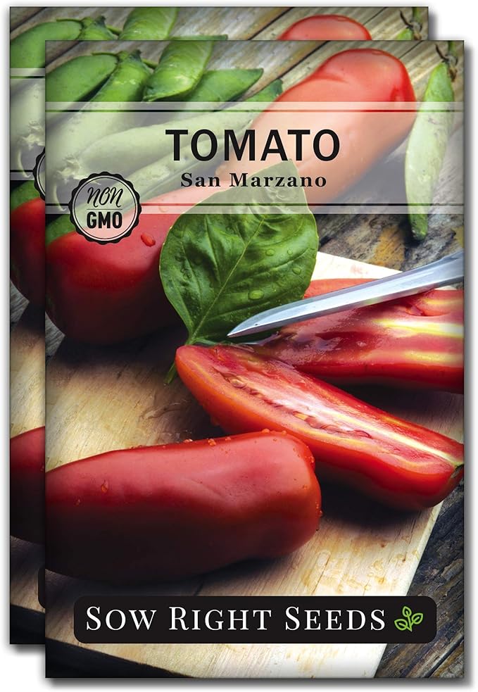Sow Right Seeds - San Marzano Tomato Seeds for Planting - Non-GMO Heirloom Packet with Instructions to Plant a Home Vegetable Garden - Italian Classic Red Variety - Great for Sauce and Canning (2)