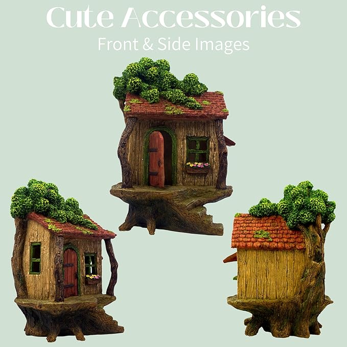 Fairy Garden House – Fairy House for Outside – 9” High with Door That Opens – Sturdy Fairy Garden Building – Lovely Miniature Garden Accessories Supplies