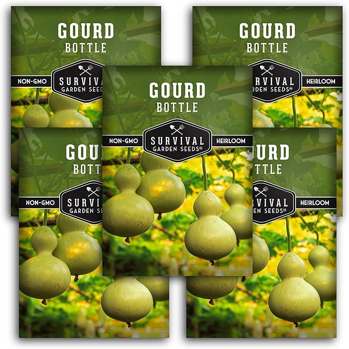 Bottle Gourd Seed for Planting - 3 Packets with Instructions to Plant & Grow Birdhouse or Calabash Gourds in Your Home Vegetable Garden - Non-GMO Heirloom Variety Seed - Survival Garden Seeds