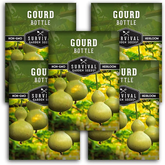 Bottle Gourd Seed for Planting - 3 Packets with Instructions to Plant & Grow Birdhouse or Calabash Gourds in Your Home Vegetable Garden - Non-GMO Heirloom Variety Seed - Survival Garden Seeds