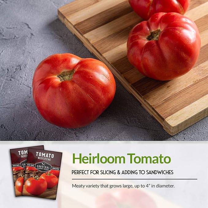 Survival Garden Seeds - Beefsteak Tomato Seed for Planting - Packet with Instructions to Plant and Grow Delicious Tomatoes in Your Home Vegetable Garden - Non-GMO Heirloom Variety - 2 Pack