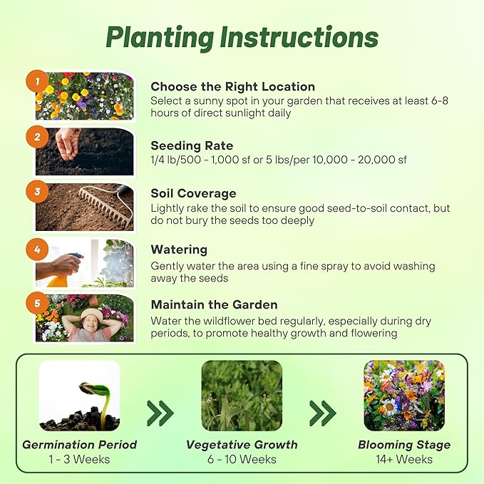 Outsidepride Deer Proof Wildflower Seed Mix - 1 lb. Colorful Blend of Easy to Grow, Drought-Tolerant Annual & Perennial Wildflower Seeds for a Deer-Free,Vibrant Meadow & Pollinator-Friendly Garden