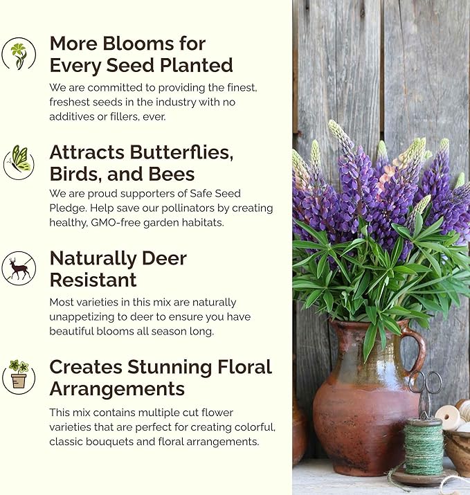 Eden Brothers Colorado Wildflower Mixed Seeds for Planting, 1/4 lb, 120,000+ Seeds with Cornflower, Lupine | Attracts Pollinators, Plant in Spring or Fall, Zones