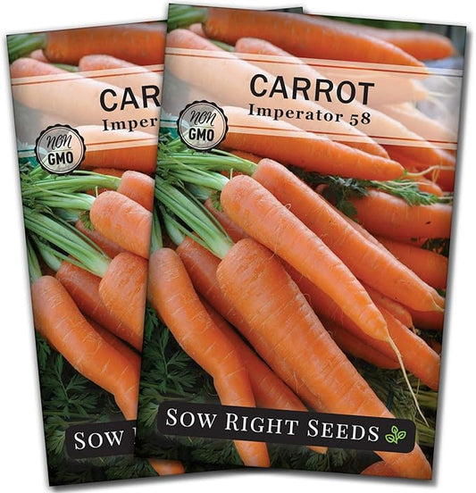 Sow Right Seeds - Imperator 58 Carrot Seed for Planting - Non-GMO Heirloom Packet with Instructions to Plant a Home Vegetable Garden - Indoors or Outdoors - Long Variety, Super Sweet (2)