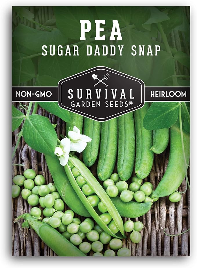 Survival Garden Seeds - Sugar Daddy Snap Pea Seeds for Planting – 1 Packet with Instructions to Grow Delicious Pea Pods in Your Home Vegetable Garden – Non-GMO Heirloom Vegetable Seeds