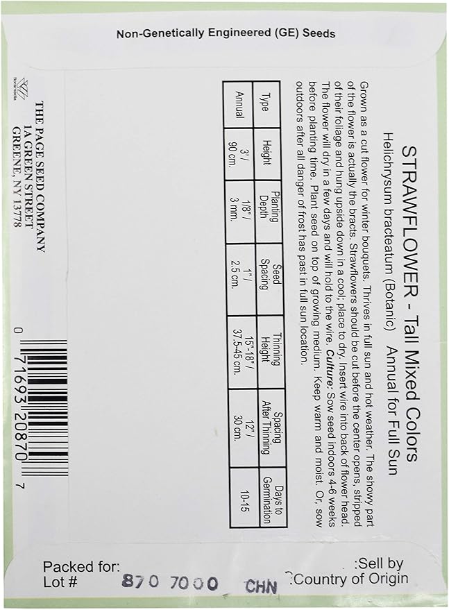 Black Duck Brand Set of 25 Strawflower Tall Mix Flower Seed Packets! Flower Seeds in Bulk - Great for Creating The Garden of Your Dreams! (25, Strawflower - Tall Mix)