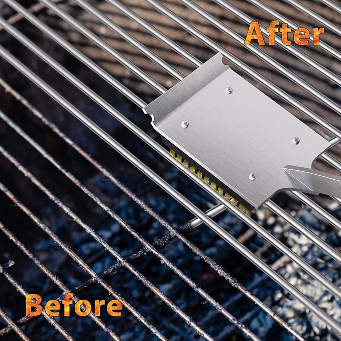 ENLOY Copper Wire Grill Brush Replacement Head, Grill Cleaning Bristle Brush with 4 Screws, BBQ Cleaning Replacement Brush Head for Gas, Porcelain, Ceramic, Cast Iron, Stainless Steel Grills and More